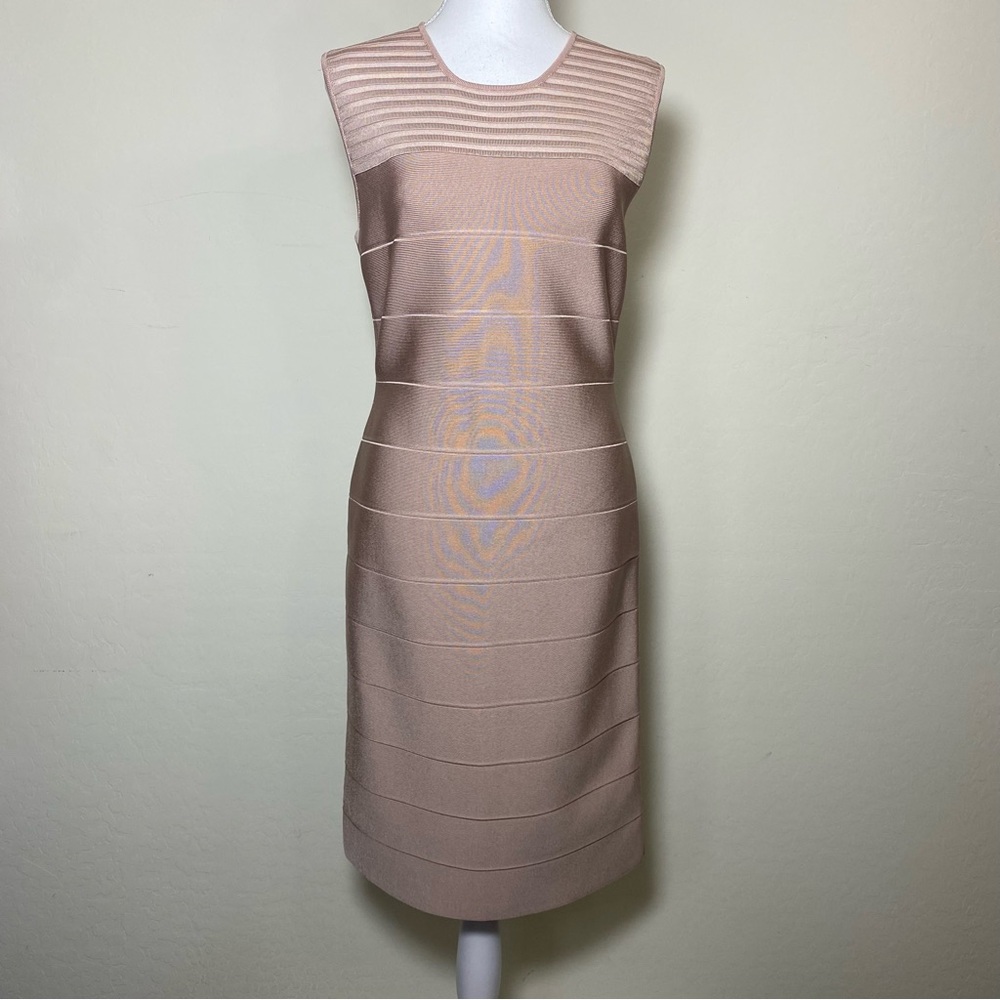 Herve Leger Blush Bare Color Sleeveless Midi Dress.. Sz XL. NWT